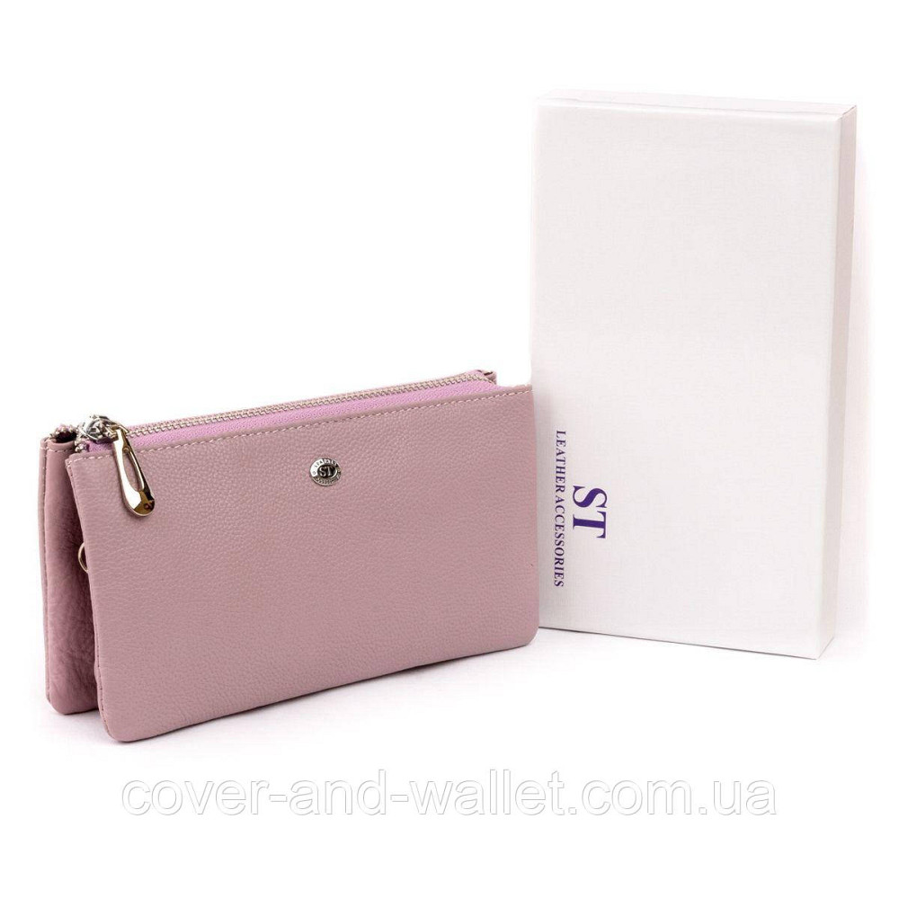 Гарний пудровий жіночий гаманець-клатч із натуральної шкіри ST Leather 008 Київ - фото 5