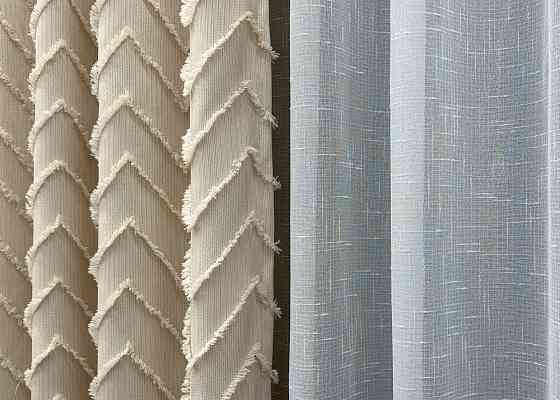 Шторная ткань Лен Букле цвет кремовый 1807ш Киев