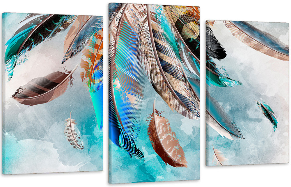 Модульна картина у вітальню/ спальню Абстракція Пір`я Art-529_3 100x150 см Київ - фото 1