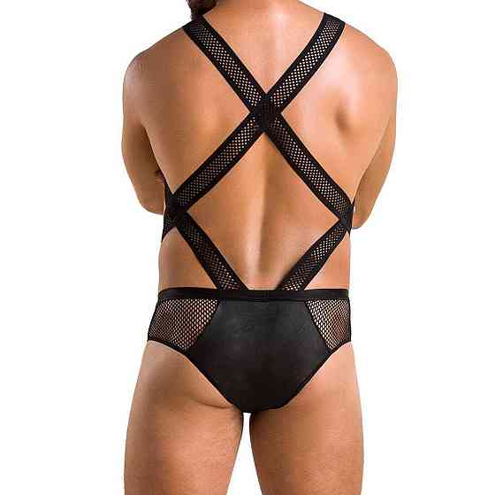 Мужское эротическое сетчатое боди Passion 045 VICTOR XXL/XXXL Black, экокожа, сетка Sex Aura Киев