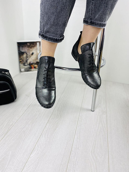 Жіночі черевики нікель з натуральної шкіри-сатин демісезонні весна-осінь р. 38, 39 (БТ/02) / Ст Коломия - фото 3