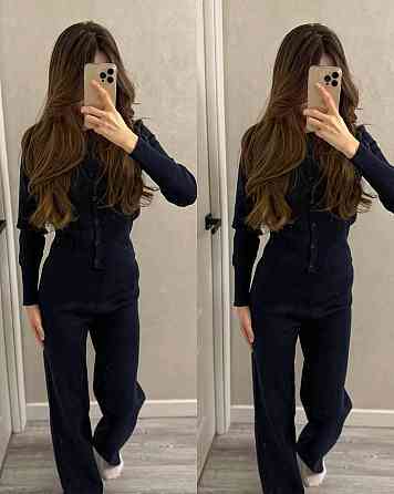 Женский базовый повседневный костюм, двойка, турецкая ангора. Темно-синий, 46/48 Одесса