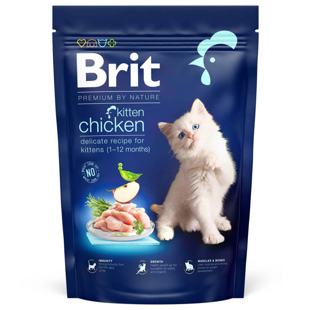 Сухой корм Брит Brit Premium by Nature Cat Kitten с курицей для котят и кормящих кошек, 800 г Винница - изображение 1