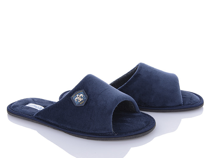 Тапочки мужские домашние открытый носок тм PaGo Велюр синий Одесса - изображение 6