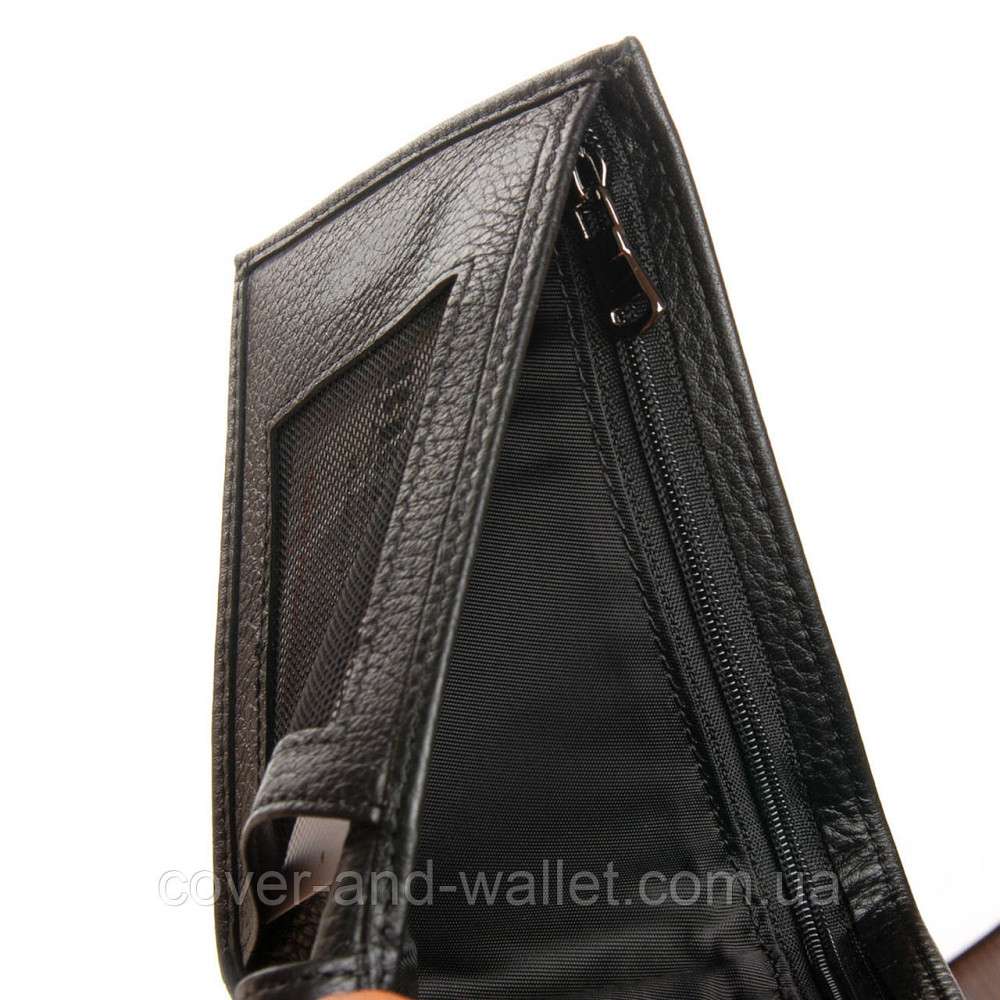 Невеликий чоловічий гаманець чорного кольору з натуральної шкіри Bretton Київ - фото 6