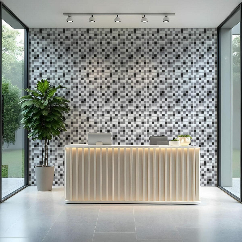 Декоративна ПВХ панель 960х480х4мм Чорно-біла мозаїка SW-00001432 Київ - фото 5