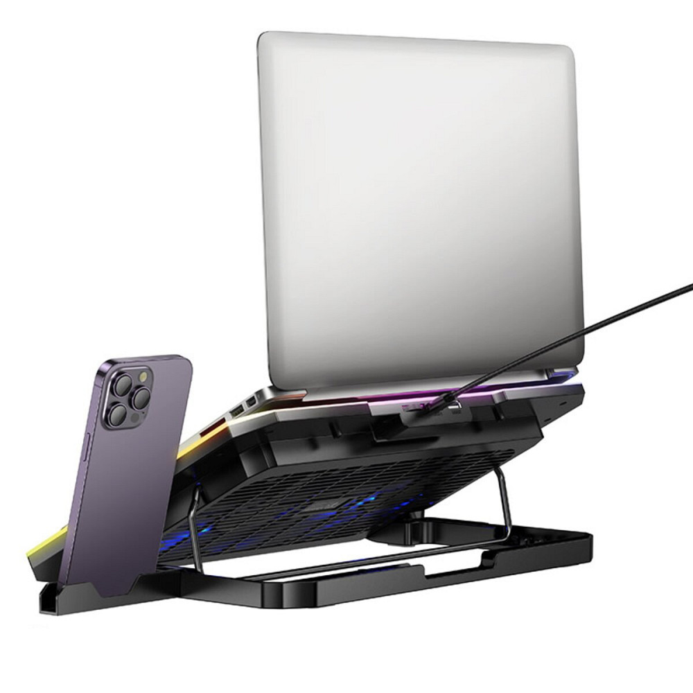 Підставка для ноутбука HOCO DH19 Cool RGB notebook cooling stand Black (6942007624824) Киев - изображение 3