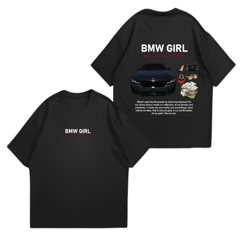 Футболка BMW GIRL — you are incredible | Жіноча футболка з автомобільним принтом L, Темно-синій Чернівці - фото 1