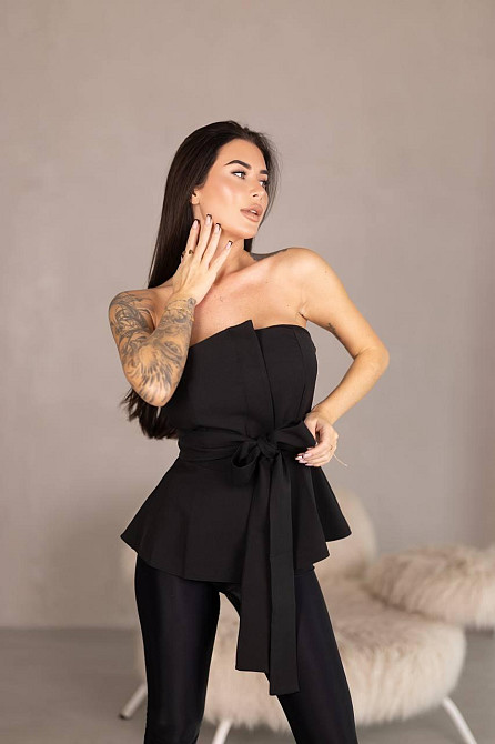 Женский стильный привлекательный корсет из плотной ткани креп костюмка чорний, 44/46 Одесса - изображение 2