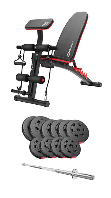 Набір Hop-Sport Premium 59кг з лавою HS-1035 та штангою Київ - фото 1