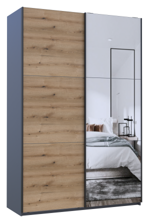 Шафа-купе двохдверна Doros G-Caiser 160х60х240 см Графіт/Дуб евок/1 Дзеркало (DRS-011038) Дніпро