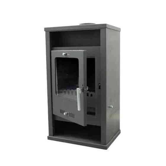 Піч-камін на дровах Hosseven ASSOS 7,5 кВт сталева буржуйка з чавунною топкою панорамне скло верхній димохід Туреччина Київ