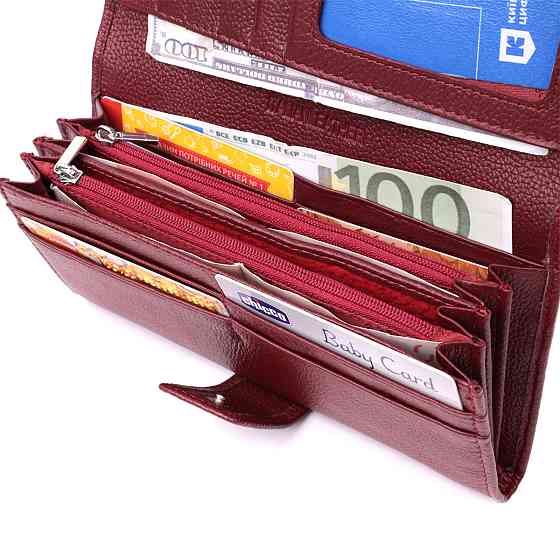 Кошелек для женщин на четыре отделения для купюр из натуральной кожи ST Leather 22550 Бордовый Киев