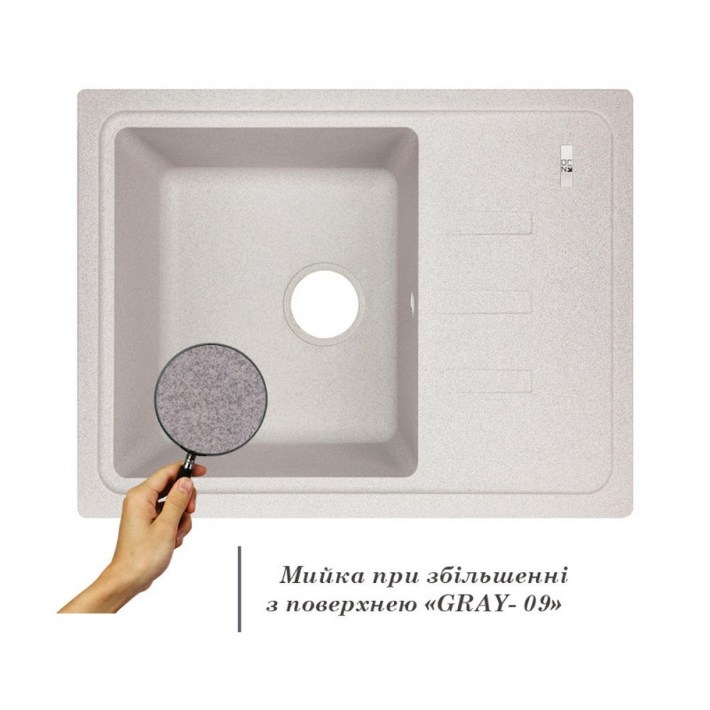 Кухонна мийка Lidz 620x435/200 GRA-09 (LIDZGRA09620435200) Київ - фото 8