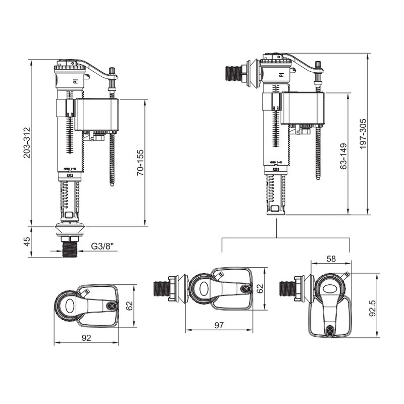 Комплект арматури: KOER KT-0304-3/8" НАПОВНЮВАЛЬНА з УНІВЕРСАЛЬНИМ підведенням + Холдер для освіжаючих пігулок для унітазу, Київ - фото 7