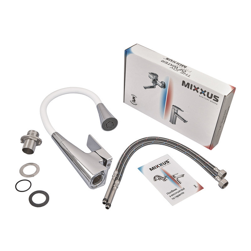 Кухонный смеситель MIXXUS ETNA 014-T NUT REFL.WHITE с хромированным корпусом и белым силиконовым изливом (MI8421) Харьков - изображение 6