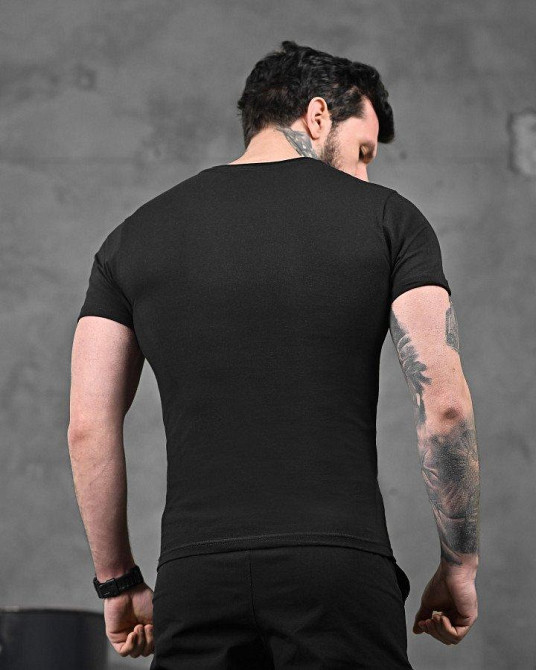 Хлопковая милитари футболка каратель черная ДЛ6347 Одесса - изображение 3