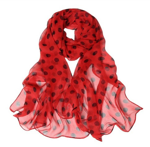 Женский шарф в горох 150 на 50 см красно-черный Киев - изображение 1