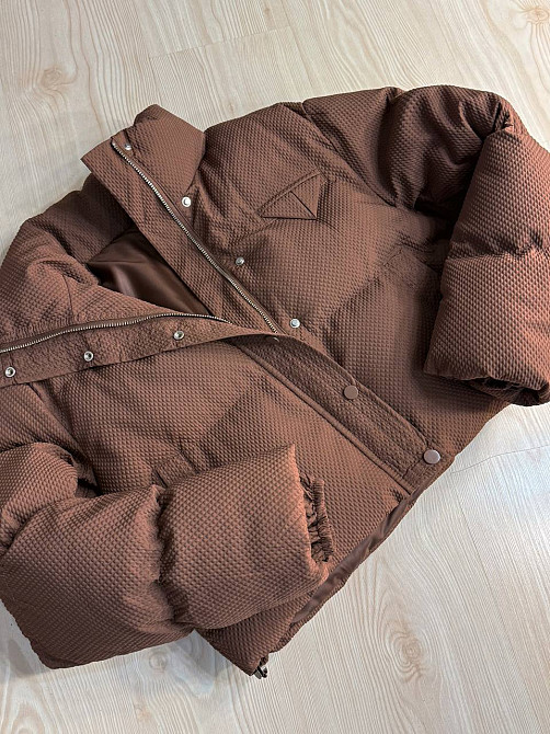 Куртка женская Fashion 3072 вафельная короткая с воротником-стойкой коричневая, коричневый, S Киев - изображение 3