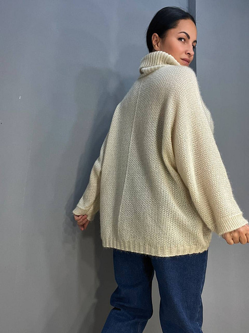 Свитер женский MY FASHION 3267 паутинка оверсайз широкий воротник хомут удлиненный, бежевый, 44-48 Киев - изображение 19