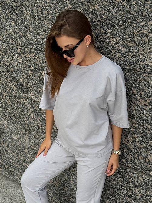 Спортивний костюм жіночий футболка і штани джогери Сірий M-L Харків - фото 3