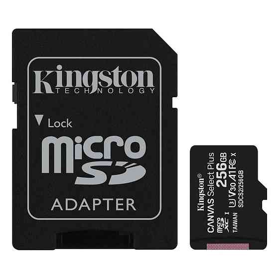 Картка пам'яті Kingston Canvas Select Plus microSDXC+SD-адаптер SDCS2/256GB (256GB, Class10, UHS-I, 100/85мБ/с) Николаев