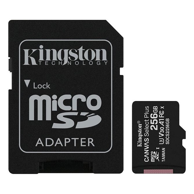 Картка пам'яті Kingston Canvas Select Plus microSDXC+SD-адаптер SDCS2/256GB (256GB, Class10, UHS-I, 100/85мБ/с) Николаев - изображение 2