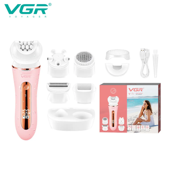 Эпилятор VGR V-751 5 в 1 USB с насадками для эпиляции, бритья, пилинга, массажа и очищения кожи Одесса