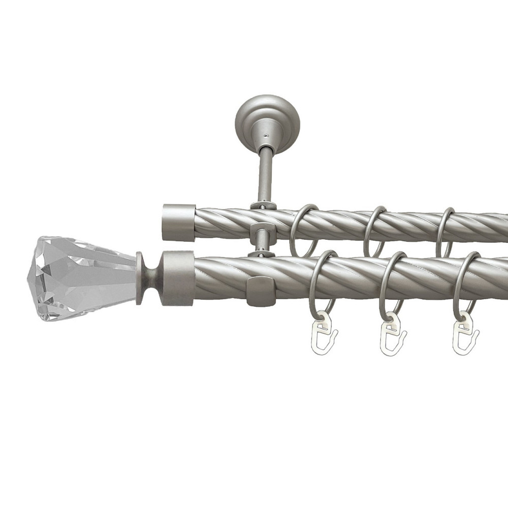 Карниз Orvit Лучетта металевий дворядний відкритий скручена труба кільце металеве Сатин 25\19 мм 160 см Львов - изображение 1