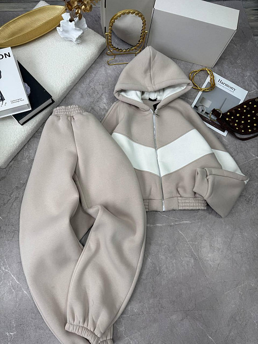 Жіночий теплий костюм із якісної тринитки на флісі Сірий, 42/44 Одеса - фото 6