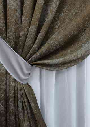 Комплект готовых штор VR-Textil Мрамор Al-9 № 1639ш Коричневый с серым 150х290 см 2 шт (33-0482) Киев