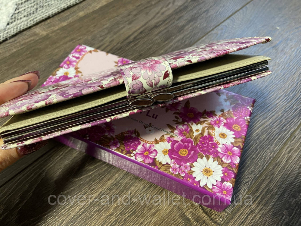 Красивый женский кошелёк белого цвета с фиолетовыми цветами Qian Xi Lu Киев - изображение 7