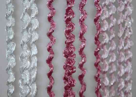 Штори-нитки спіраль з люрексом Білий з малиново-рожевим 300х300см 1 шт (61-057) Київ