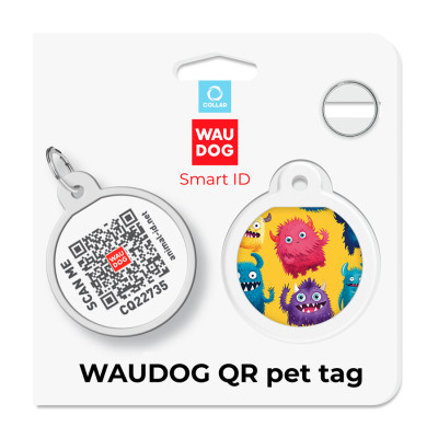 Адресник для тварин WAUDOG Smart ID з QR паспортом "Мохнаті монстри", коло 25 мм (225-4050) Вінниця - фото 5