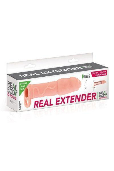 Насадка на член Real Body — Real Extender DICKY із закритою головкою та кільцем для мошонки Sex Aura Київ - фото 4
