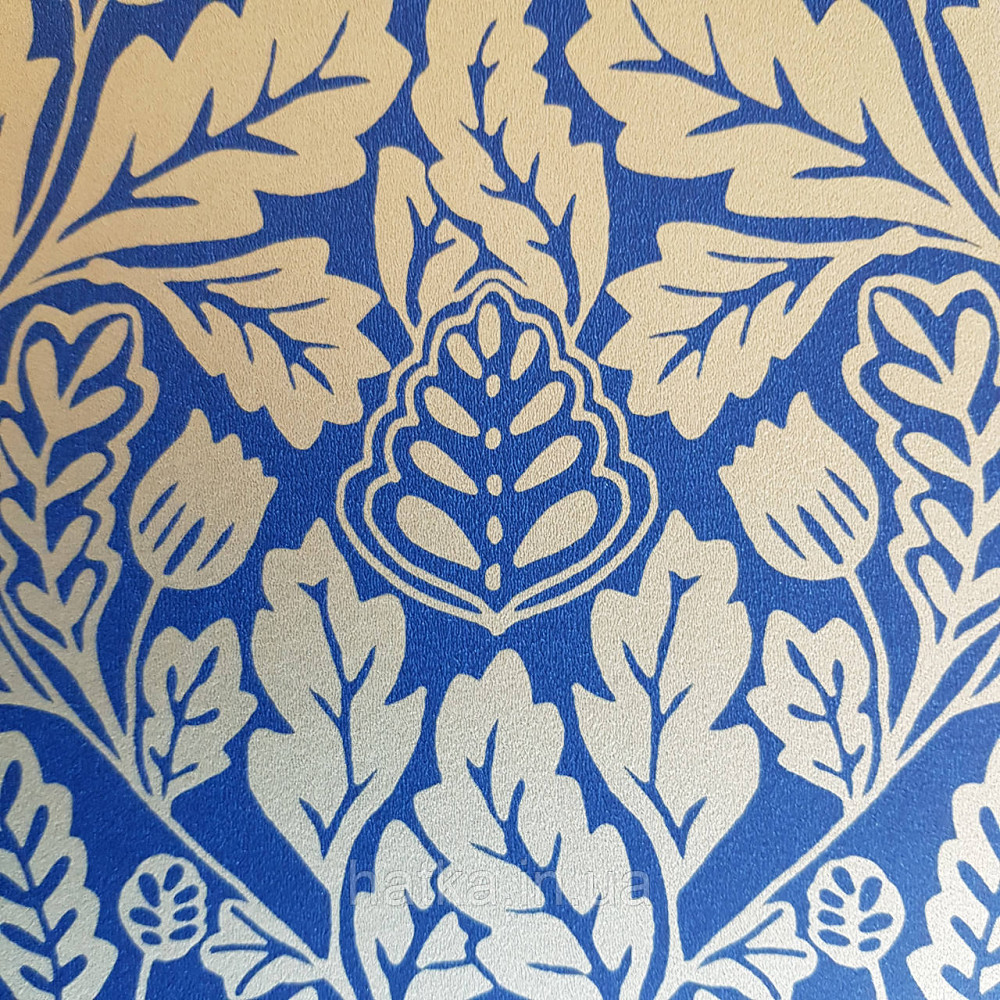 Шпалери вінілові на флізелін Caselio Mystery 0.53х10 м яскраві листя дубок золотисті на темно синьому Київ - фото 6