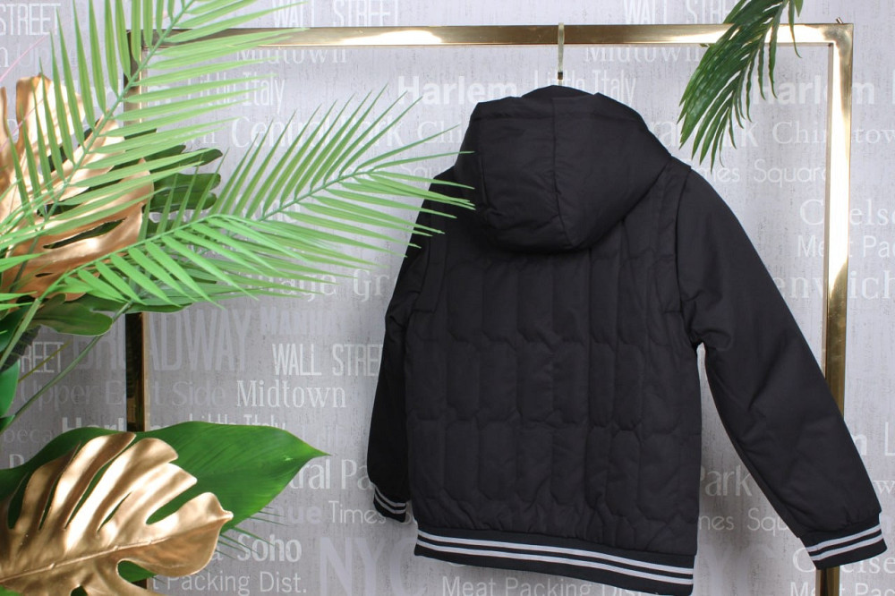 Демисезонная черная куртка бомбер под резинку для мальчика подростка 140,146,152 Николаев - изображение 3