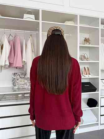 Жіночий базовий теплий повсякденний оверсайз светр 100% акрил Бургунді Одеса