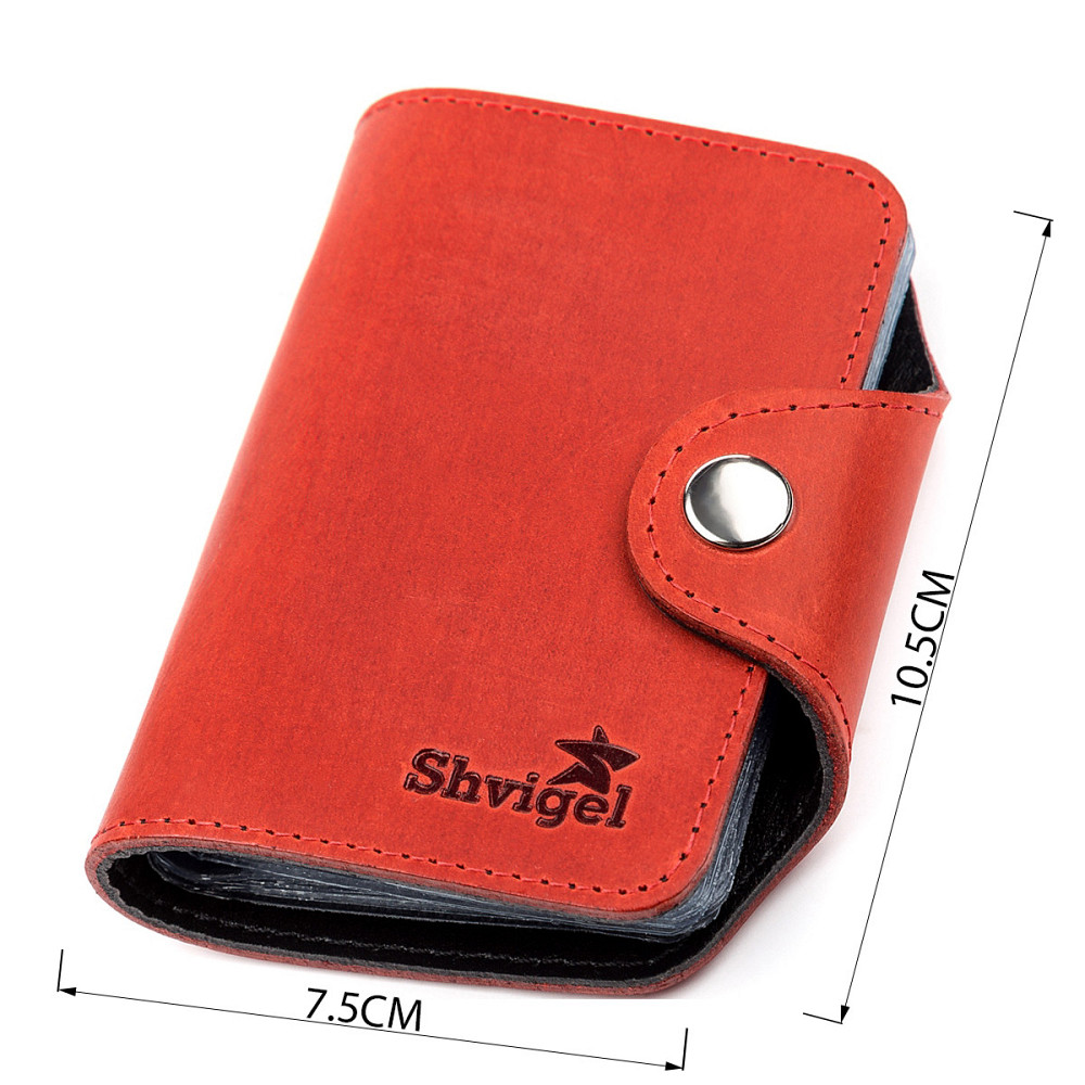 Визитница вертикальная Shvigel 13910 кожаная Красная Киев - изображение 3