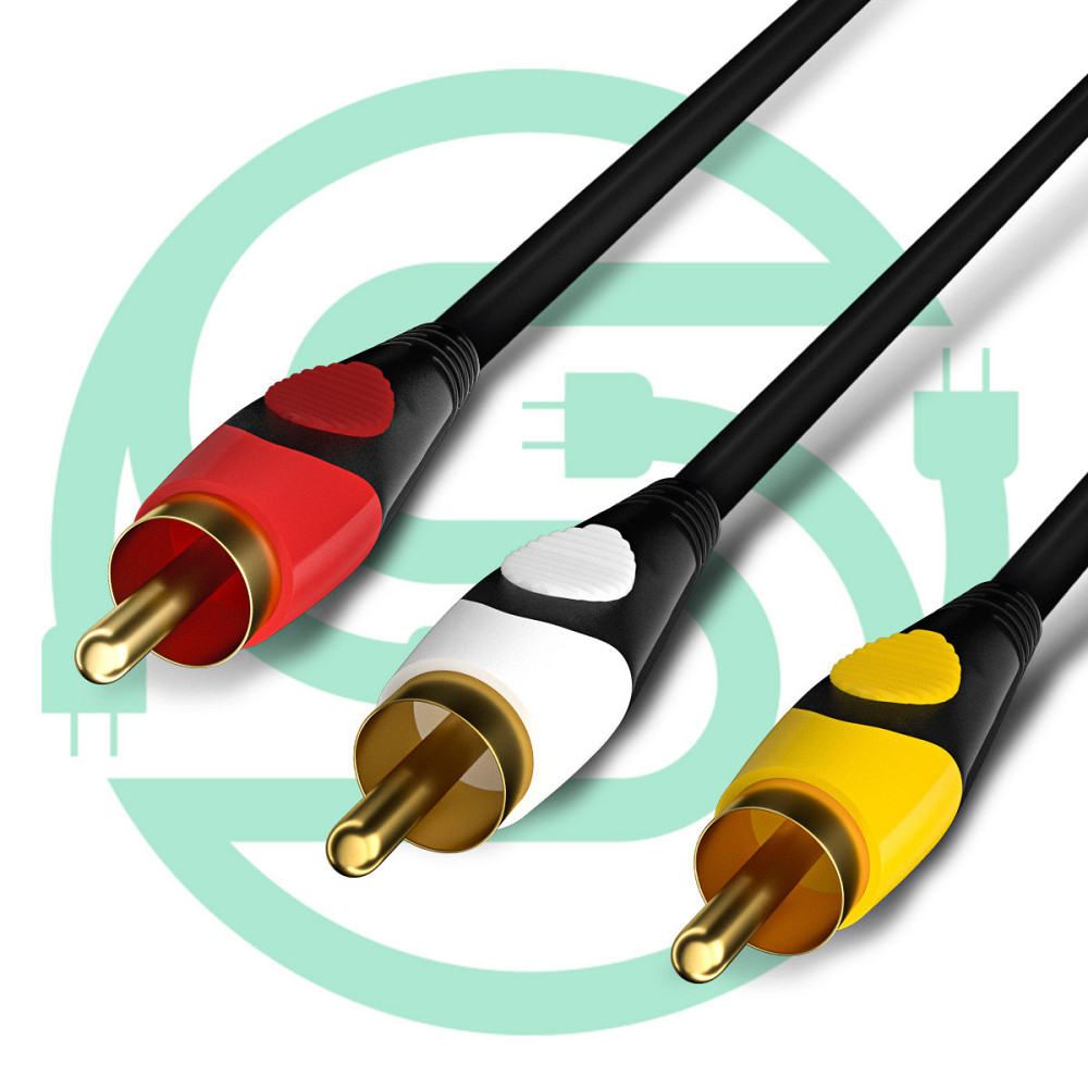 Кабель AV 3 RCA, 1.8 м, позолочені тюльпани для аудіо-візуалу Київ - фото 2