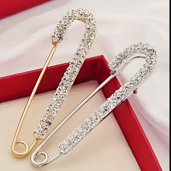 Брошка-шпилька зі стразами, декоративна, набір 2 шт Київ - фото 1
