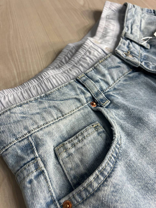 Шорти жіночі джинсові Its’Basic 3357 бермуди біла резинка на талії середня довжина блакитні , блакитний, 38 Київ - фото 2