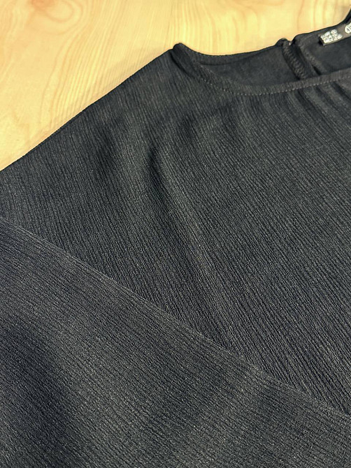 Блузка жіноча 1005 жатка з розрізами широка 3/4 рукав чорна, чорний, S Київ - фото 11