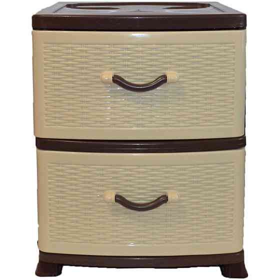 Комод пластиковий Efe Plastics 2 ящики 48х46х38 ротанг бежевий. Ефе пластик Одеса