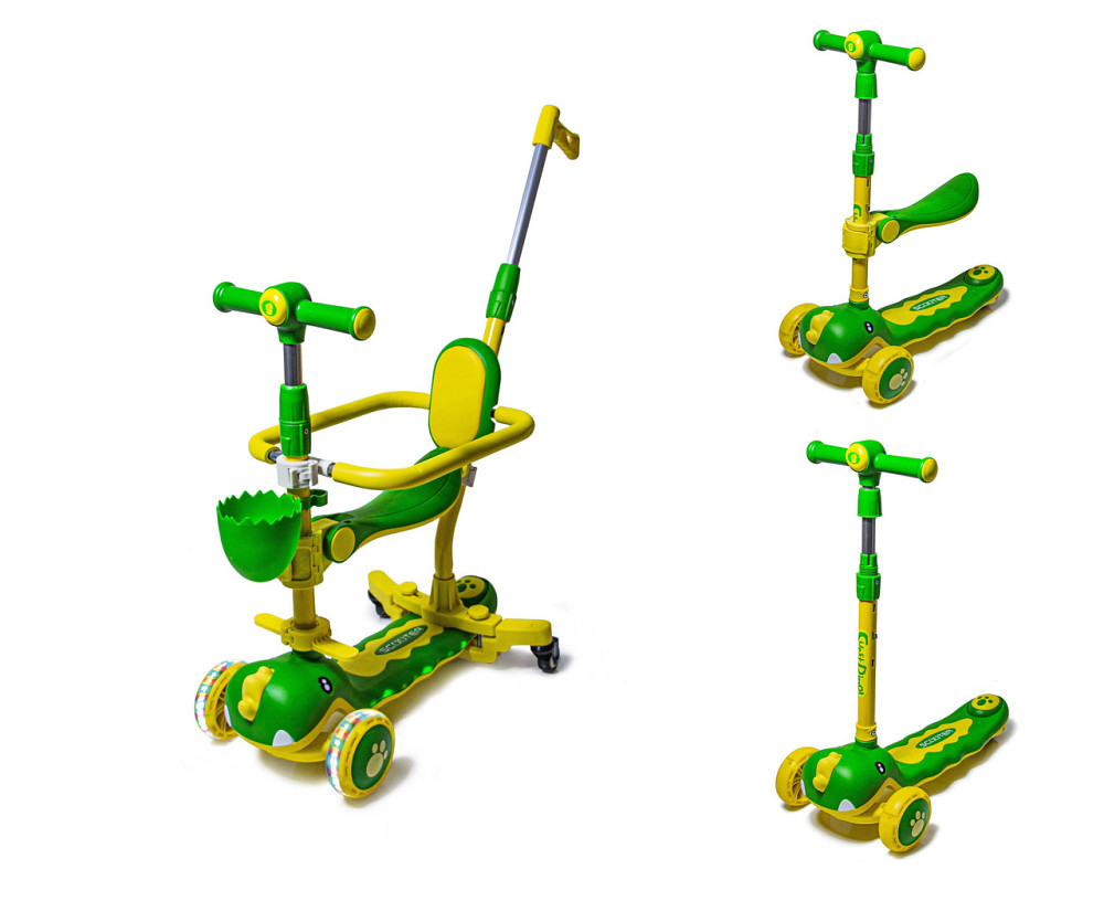 Триколісний самокат-біговець з бортиком Dinosaur 5 в 1. Зелений. Для дітей від 1 року. З музикою та по Одеса - фото 4