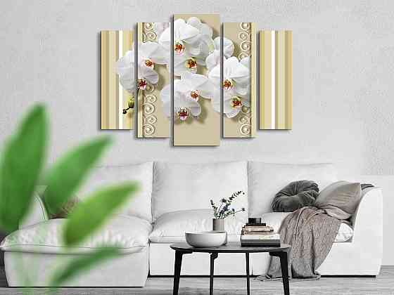 Модульна картина у вітальню / спальню Абстракція Квіти Орхідеї Art-405_5 ( 80х118см ) Київ