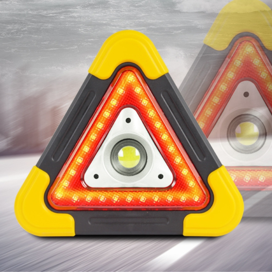 Знак "Аварійна зупинка" в авто трикутний, акумуляторний на сонячній батареї з ліхтарем і ручкою Кам'янець-Подільський