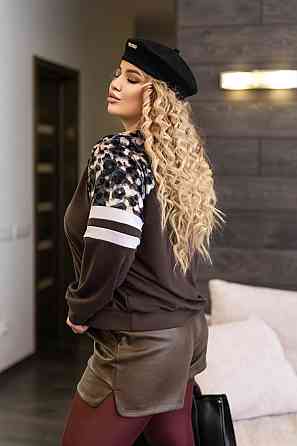 Жіночий світшот зі вставками "Artes" оптом | Батал 54-56, Шоколадний Київ