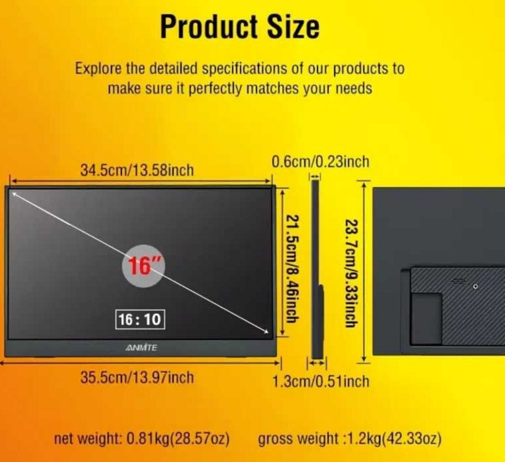 Портативный сенсорный монитор Anmite 16