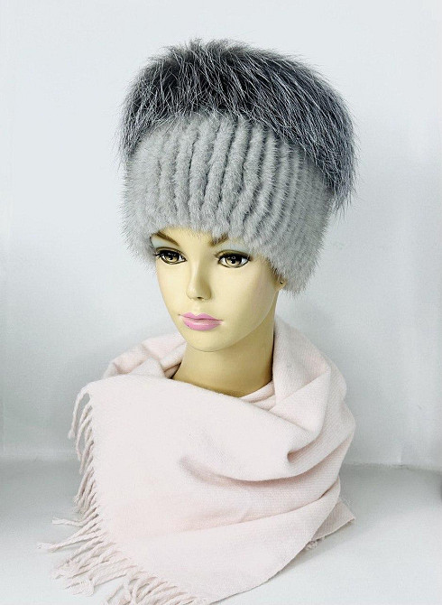 Женская норковая шапка кубанка Джесика Серый Харьков - изображение 1